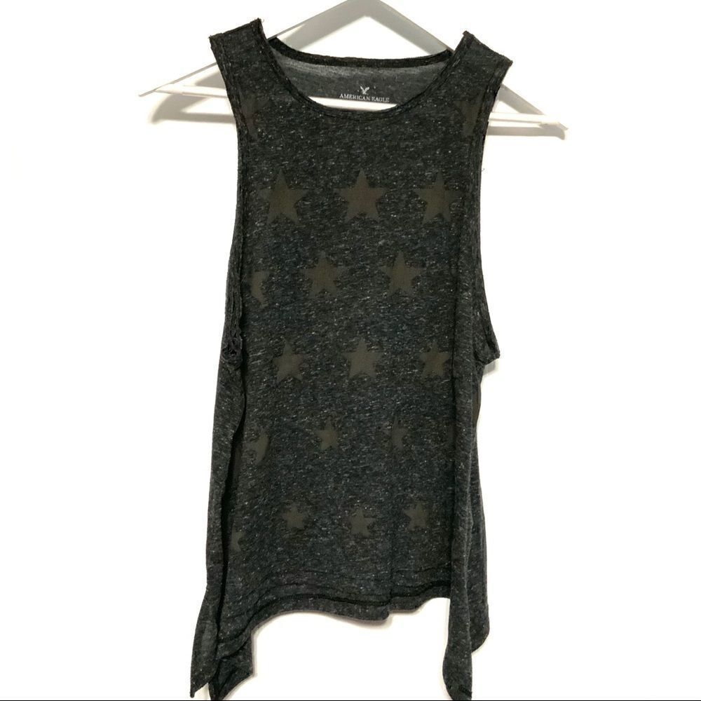 American Eagle stars gray small razor back tank